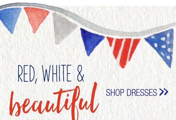 Red, white and beautiful. Shop dresses.