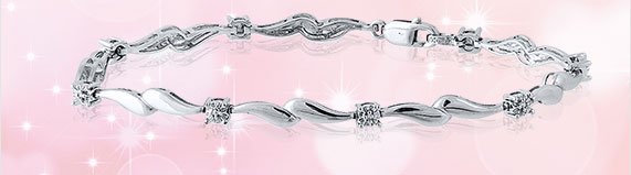 Diamond Bracelet Sterling Silver 7.5