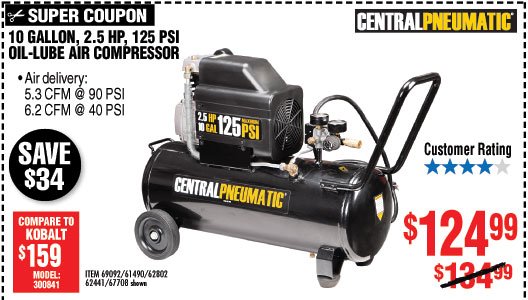 8 gal. 2 HP 125 PSI Oil Lube Air Compressor 