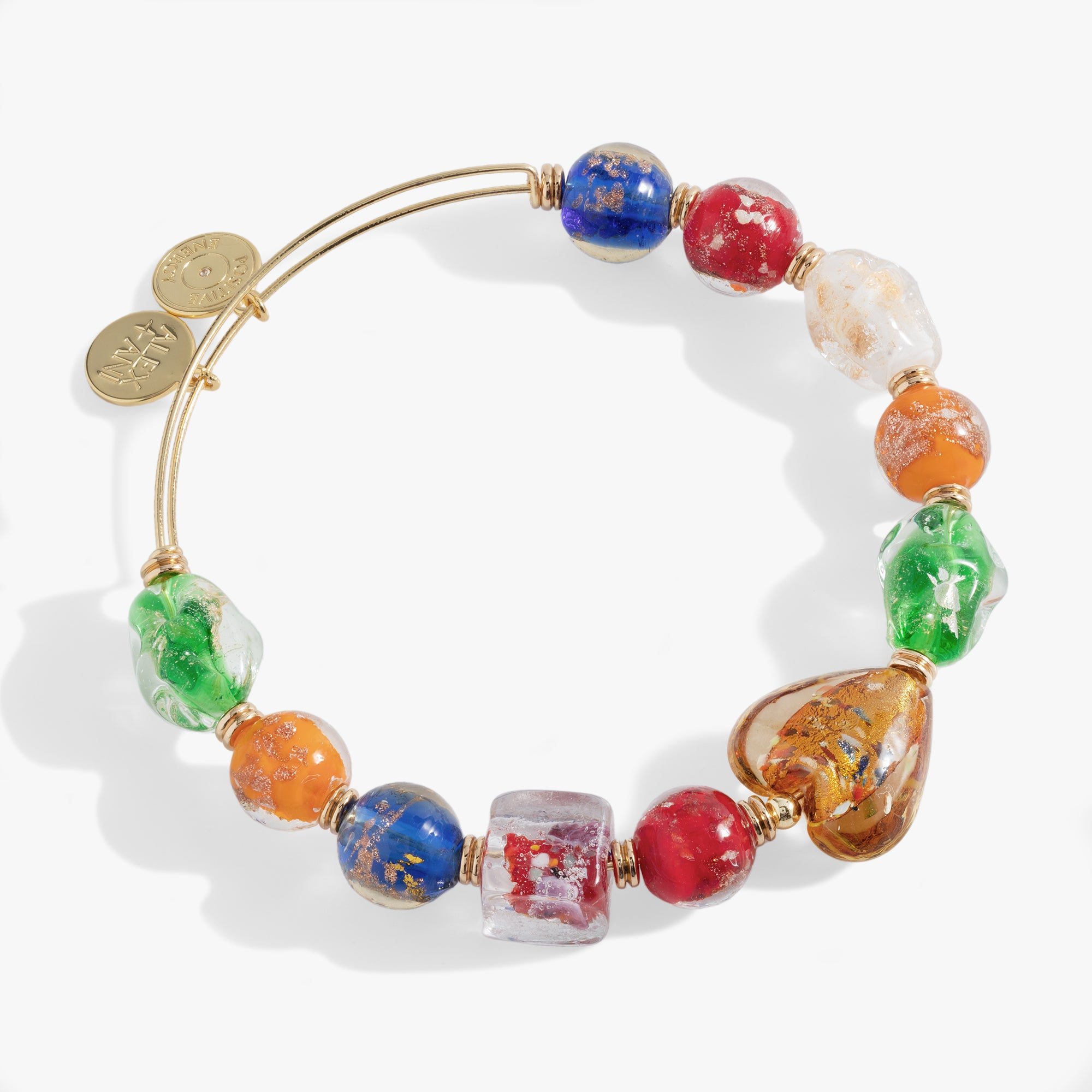 Image of Murano Beads Gold Beaded Bangle