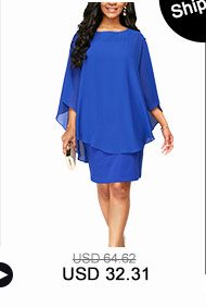 Overlay Round Neck Royal Blue Dress