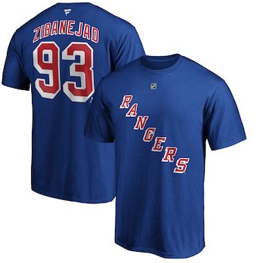 Fanatics Branded Mika Zibanejad New York Rangers Blue Team Authentic Stack Name & Number T-Shirt