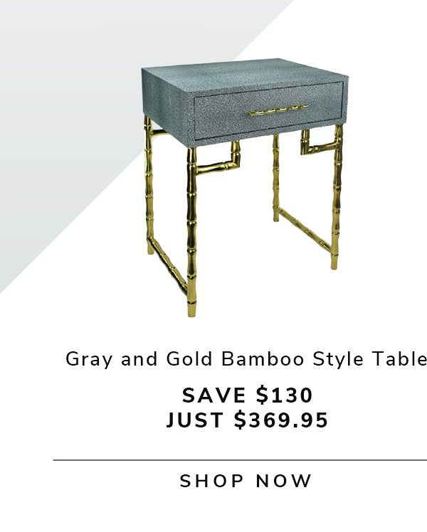Gray and Gold Bamboo Style Legs Wood and Metal Side Table | SHOP NOW