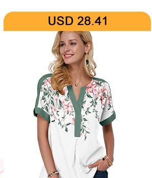 Floral Print Notch Neck Contrast Piping Blouse