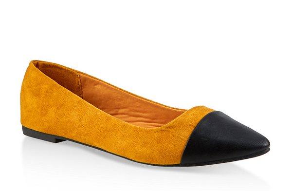 Faux Leather Pointed Toe Flats