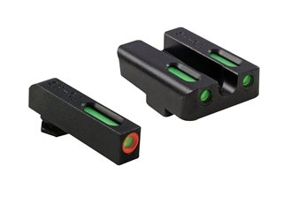 TRUGLO TFX Pro Sight Set Glock 17, 19, 22, 23, 24, 26, 27, 33, 34, 35 Gen 1, 2, 3, 4, 5 Tritium / Fiber Optic Green with Orange Front Dot Outline