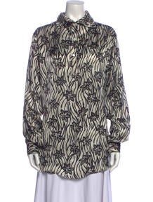 Printed Long Sleeve Button-Up Top