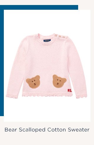 Bear Scalloped Cotton Sweater
