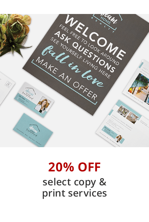 20% Off Printing Services: Copies, Business Cards, Brochures, etc.