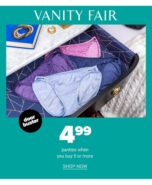 Vanity Fair $4.99 when you buy 5 or more panties - Shop Now