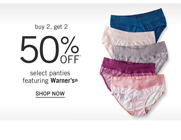 Buy 2, Get 2 50% off Select Panties featuring Warner's - Shop Now