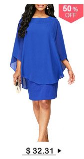 Overlay Round Neck Royal Blue Dress