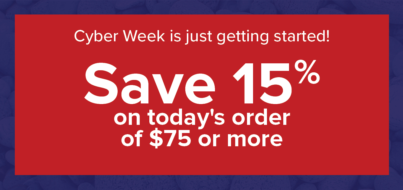 Save 15% on today's order of $75 or more!