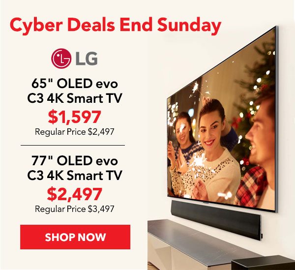 CYBER DEALS END SUNDAY | LG 65" OLED evo C3 4K SmartTv