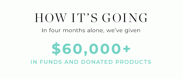 How It's Going: In four months alone, we've given $60,000+ in funds and donated products