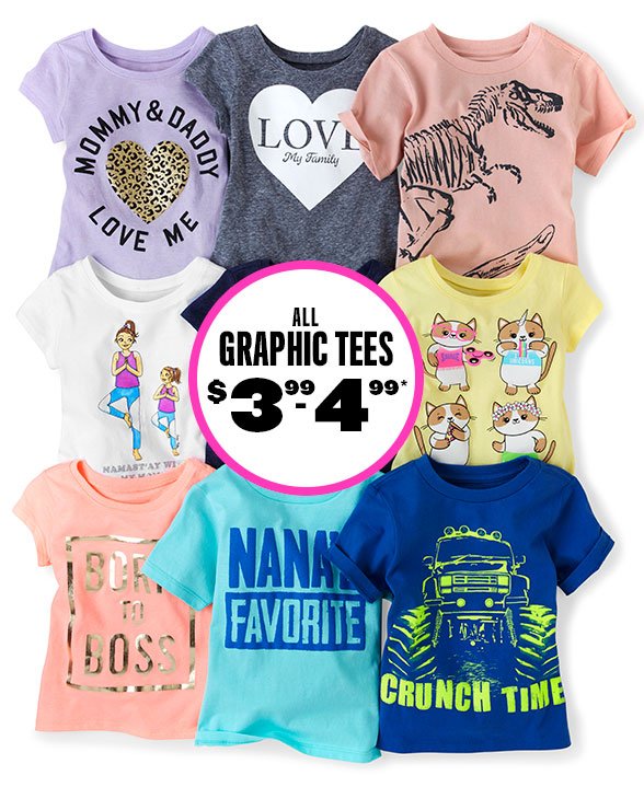 All Graphic Tees $3.99 to $4.99