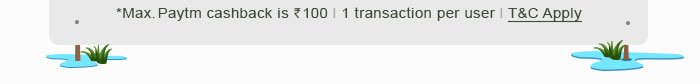 *Max. Paytm Cashback is Rs. 100 | 1 transaction per user | T&C Apply
