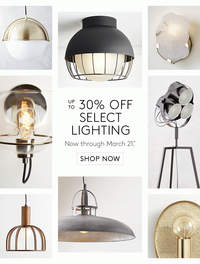 up to 30% off select lighting