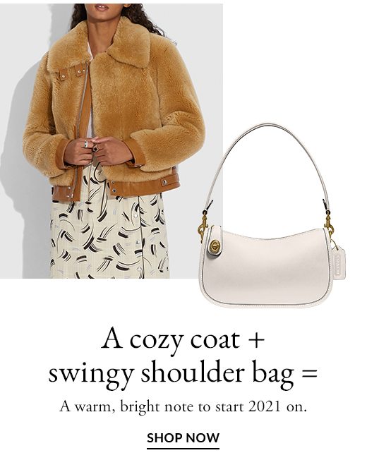 A cozy coat + swingy shoulder bag = A warm, bright note to start 2021 on. SHOP NOW