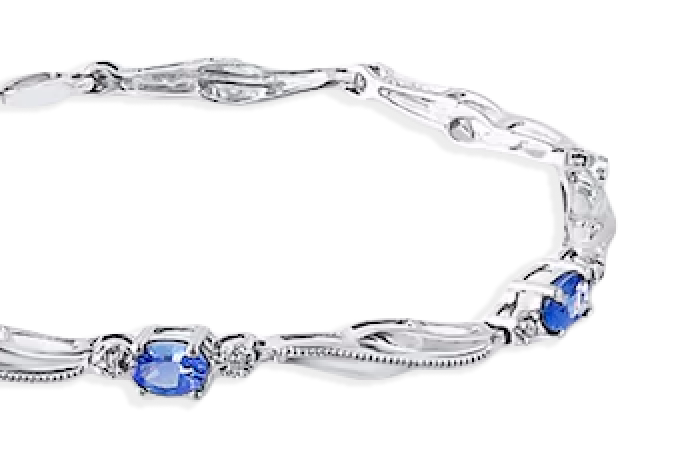 Tanzanite Bracelet Diamond Accents Sterling Silver