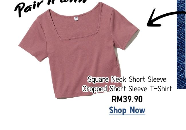 Square Neck Short Sleeve Cropped Short Sleeve T-Shirt