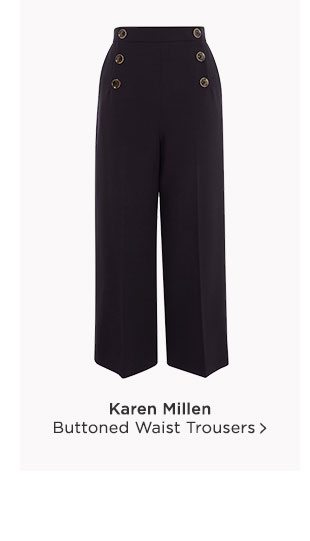 Shop Karen Millen Buttoned Waist Trousers