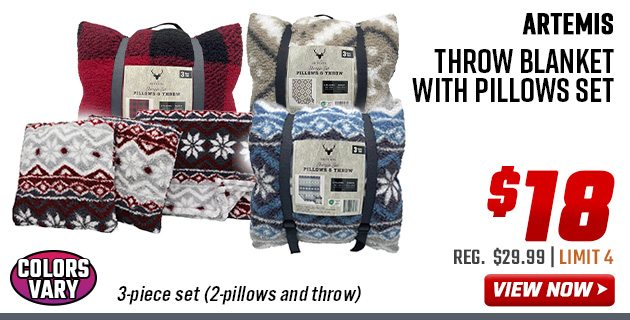 Artemis Throw Blanket with Pillows Set