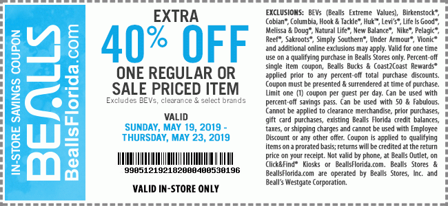 Extra 40% Off One Regular or Sale Priced Item | In-Store Only | Get Coupon