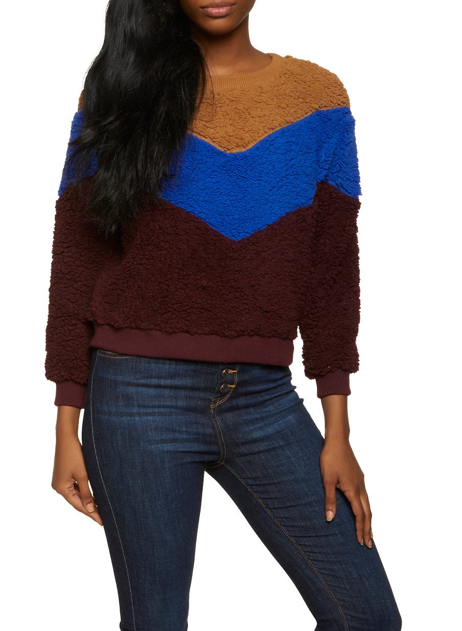 Sherpa Color Block Sweatshirt