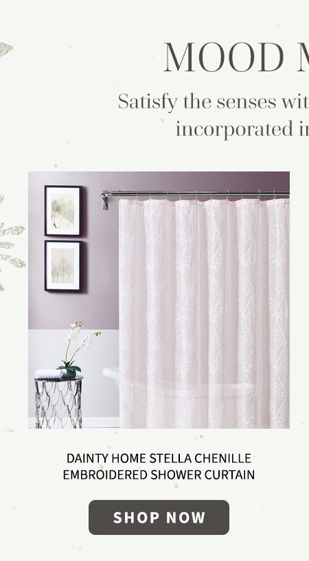 Dainty Home Stella Chenille Embroidered Shower Curtain