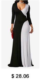 Long Sleeve Color Block Maxi Dress