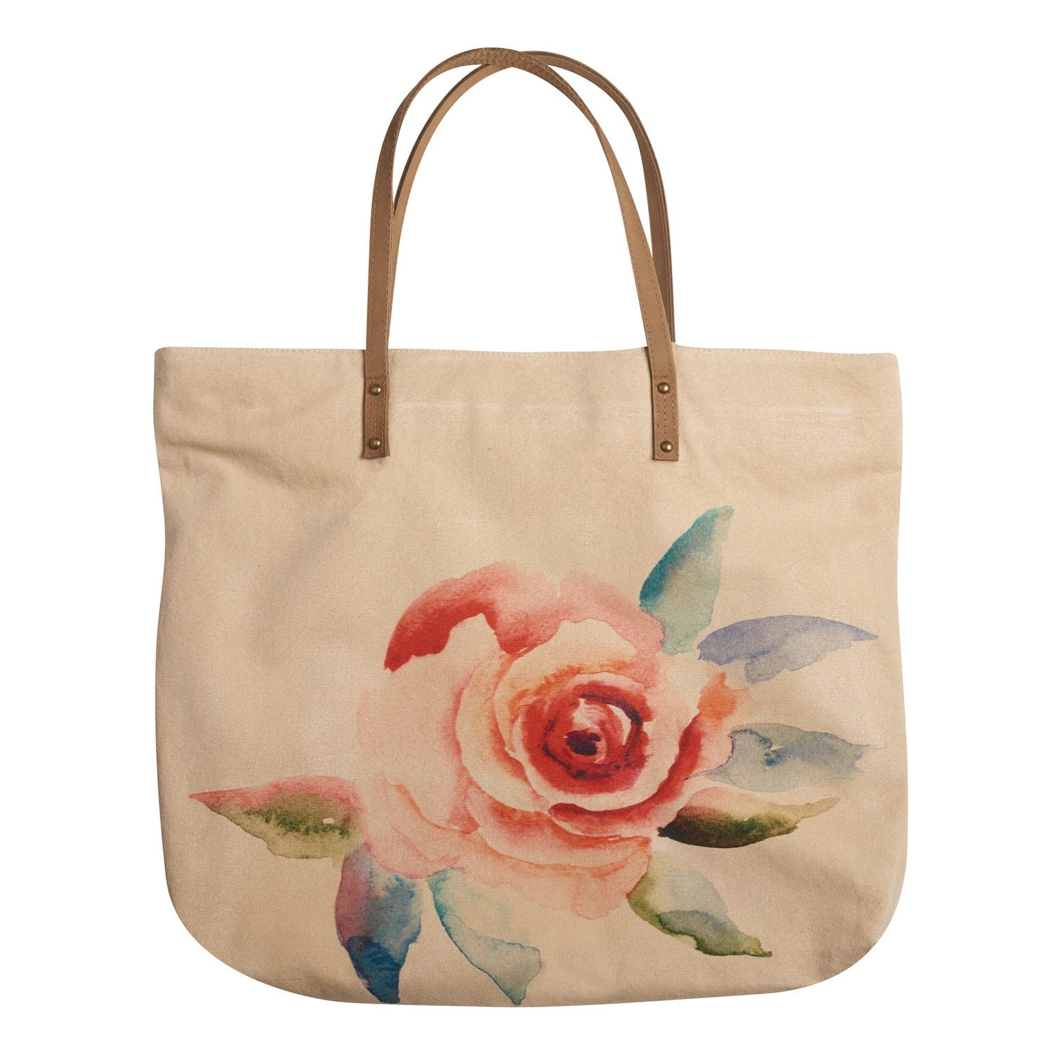 Watercolor Flower Canvas Tote