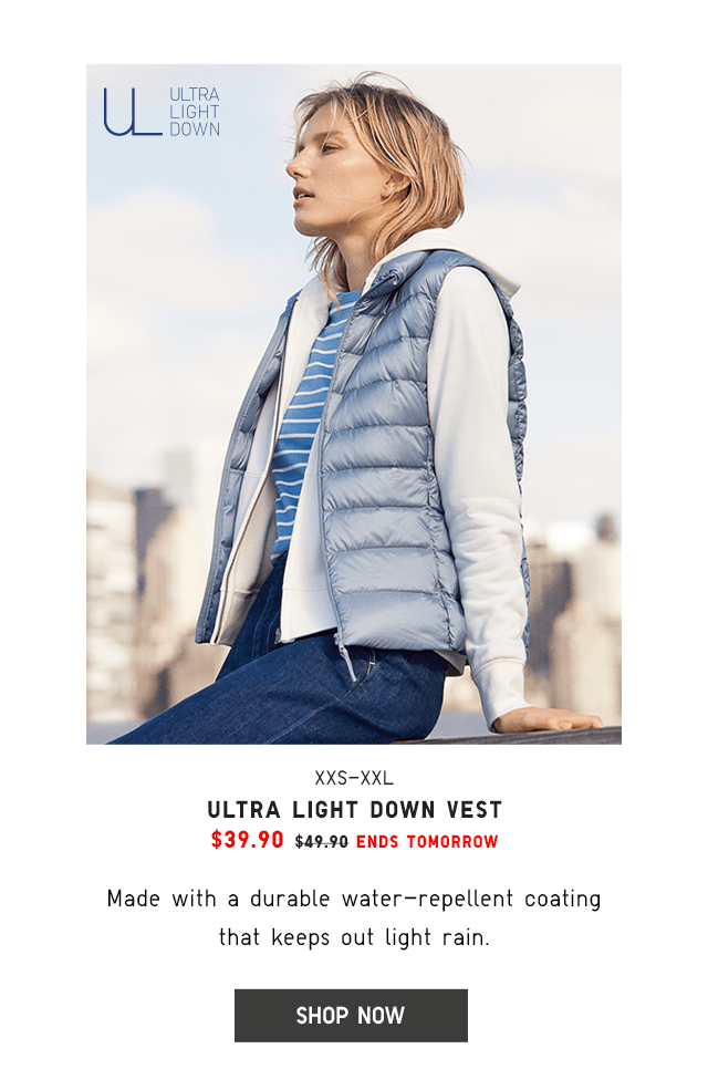 ULTRA LIGHT DOWN VEST $39.90 - SHOP NOW