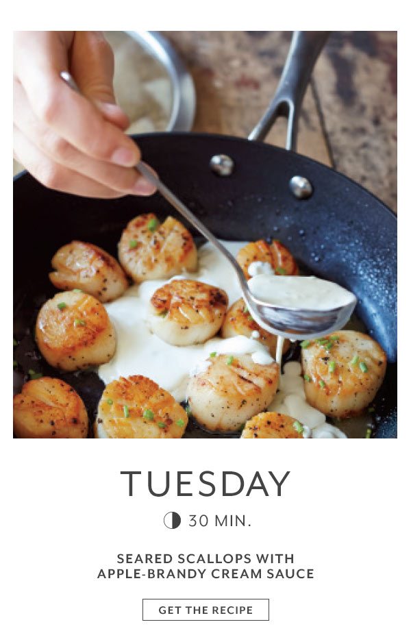 Tuesday Seared Scallops with Apple-Brandy Cream Sauce