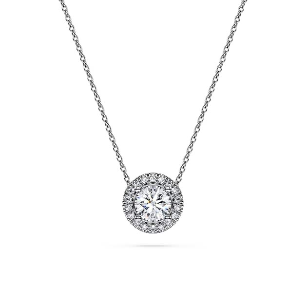 Eternity halo solitaire pendant, Lab-grown diamonds 0.23 ct tw, Round cut, Sterling silver