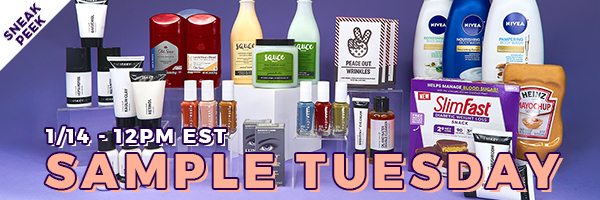 Sample Tuesday is tomorrow!