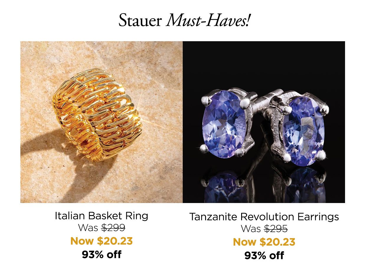 Italian Basket Ring Was $299, Now $20.23. 93% off. Tanzanite Revolution Earrings Was $295, Now $20.23, 93% off