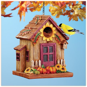 Rustic Autumn Sunflower Hanging Birdhouse