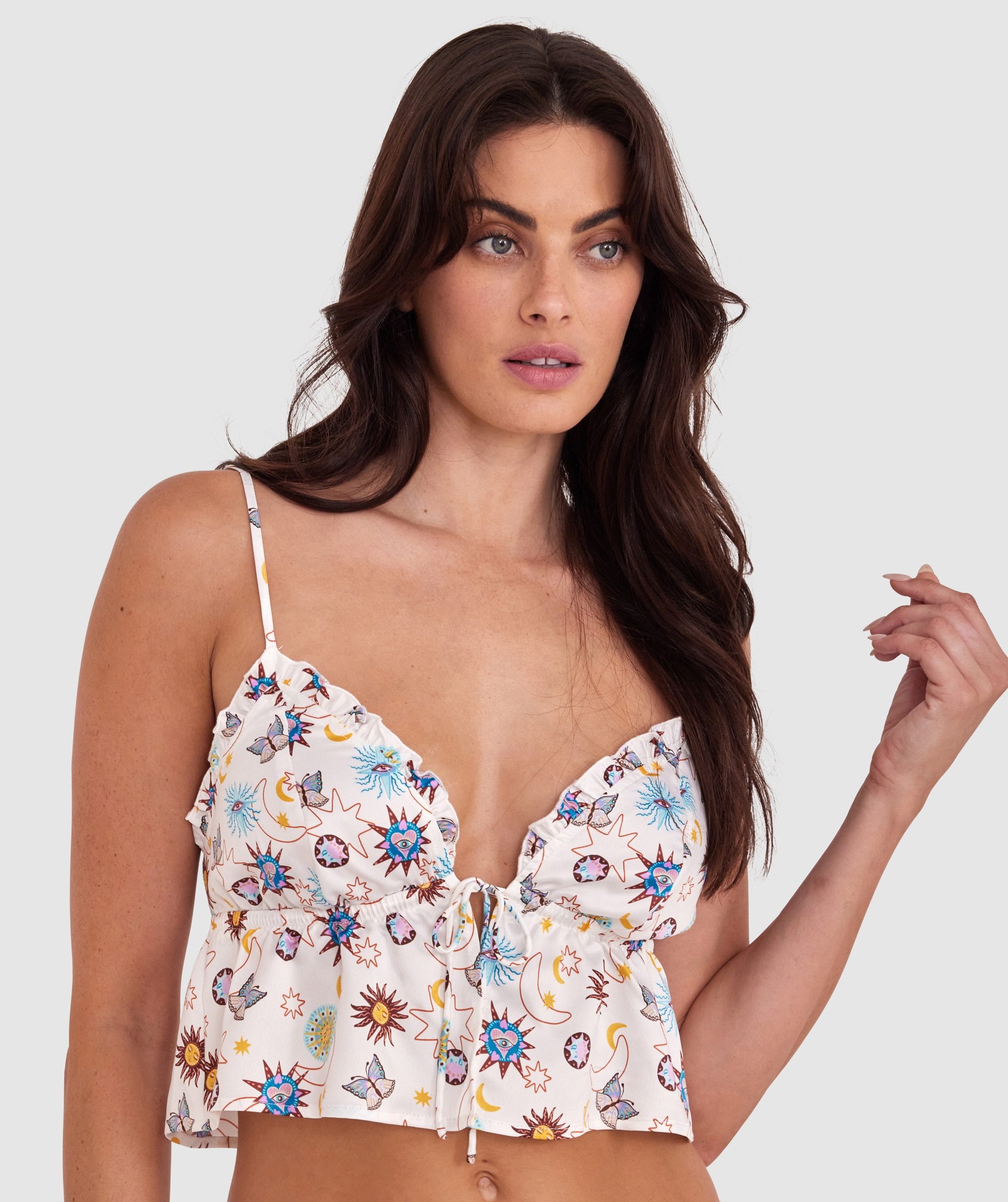 Luna Bralette Cami - Ivory Print