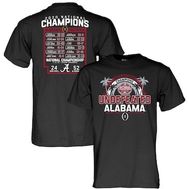Alabama Crimson Tide Blue 84 College Football Playoff 2020 National Champions Schedule T-Shirt - Black