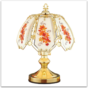 Autumn Leaves Touch Lamp with Gold-Toned Base