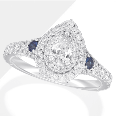 Neil Lane Diamond & Sapphire Engagement Ring 1 ct tw 14K White Gold