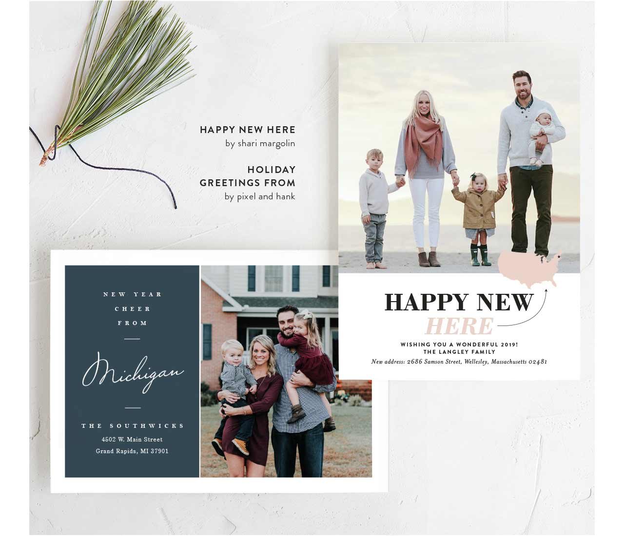 Happy New Here by Shari Margolin, Holiday Greetings from by Pixel and Hank