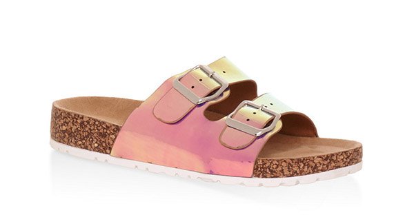 Two Buckle Strap Footbed Slide Sandals