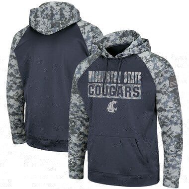 Washington State Cougars Colosseum OHT Military Appreciation Digi Camo Raglan Pullover Hoodie - Charcoal/Camo