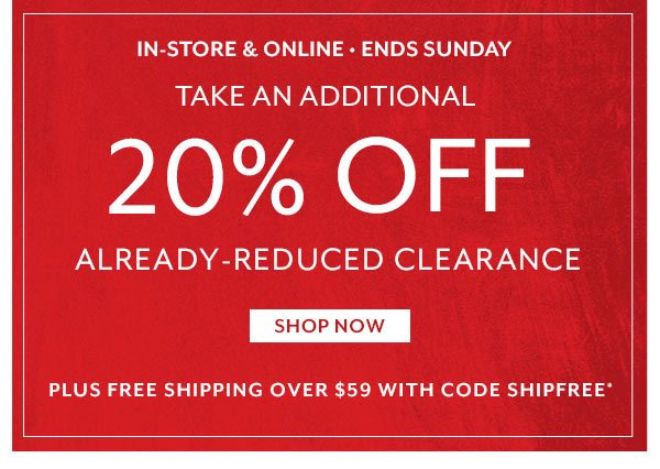 Take 20% Off Clearance