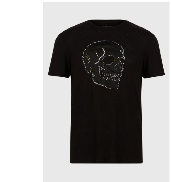 SKULL EMBROIDERED CREW NECK TEE