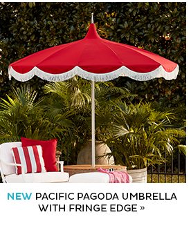 Pacific Pagoda Umbrella with Fringe Edge