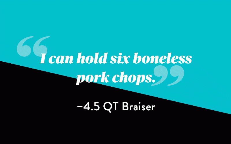 I can hold six boneless pork chops. 