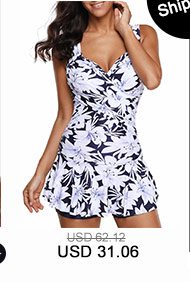 Wide Strap Flower Print One Piece Swimdress